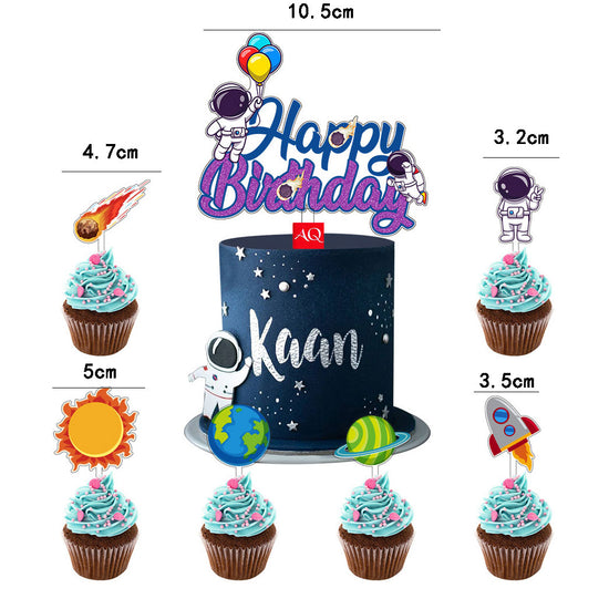 Outerspace Acrylic Bday Cake & Cupcake Toppers