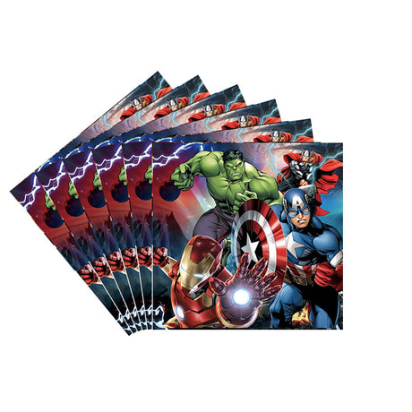 Delight your guests by setting at the table a lovely set of Avengers themed party tableware.Package includes 16 dessert napkins to match your lovely birthday party theme.