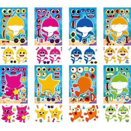 Baby Shark Make a Face Activity Sticker Sheets provides hours of fun for the birthday kids.