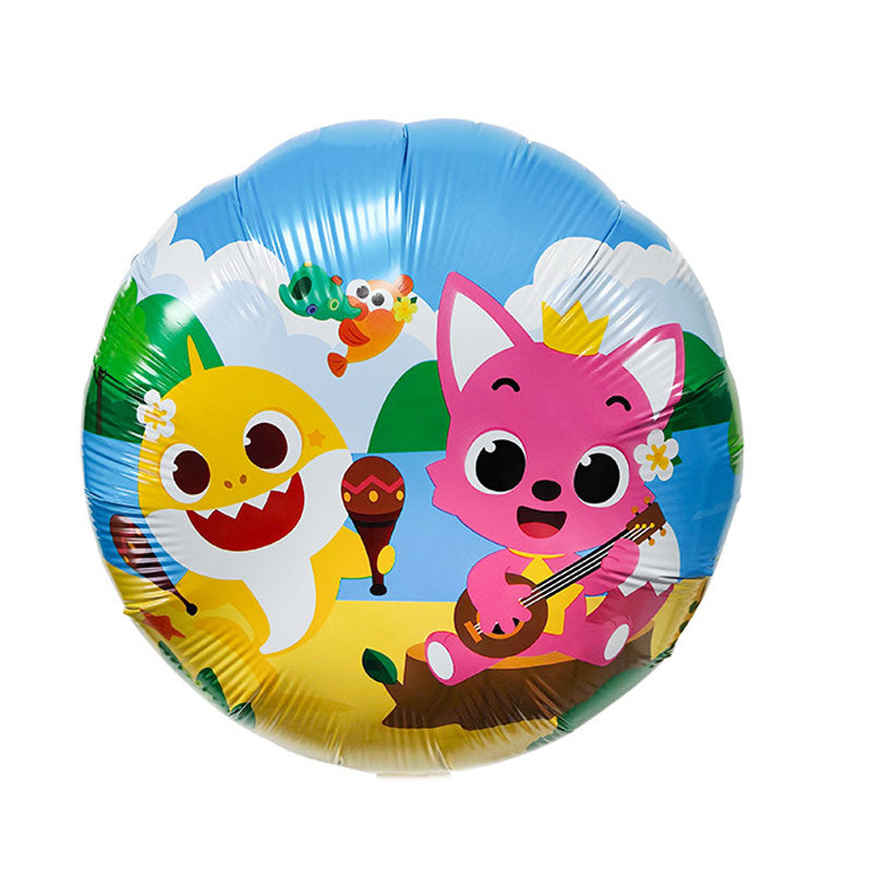 18" Baby Shark Pink Fong Tropical Balloon filled with helium