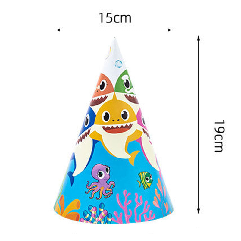 Load image into Gallery viewer, Give out one of these Baby Shark cone hats for the little guests and have everyone dressed up for party!
