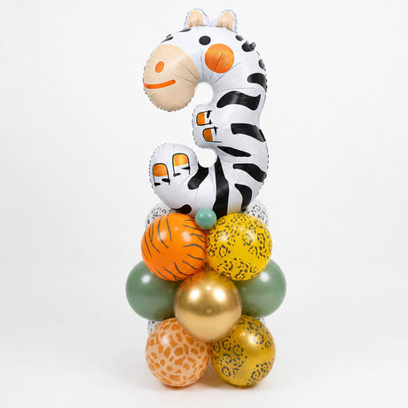 Cute Jungle Animal Number Balloon Column
