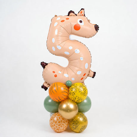 Cute Jungle Animal Number Balloon Column