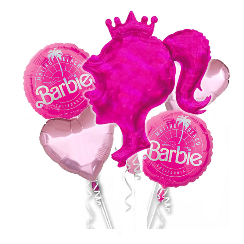Load image into Gallery viewer, Barbie Silhouette Balloon Bouquet for your fashion princess style birthday party.
