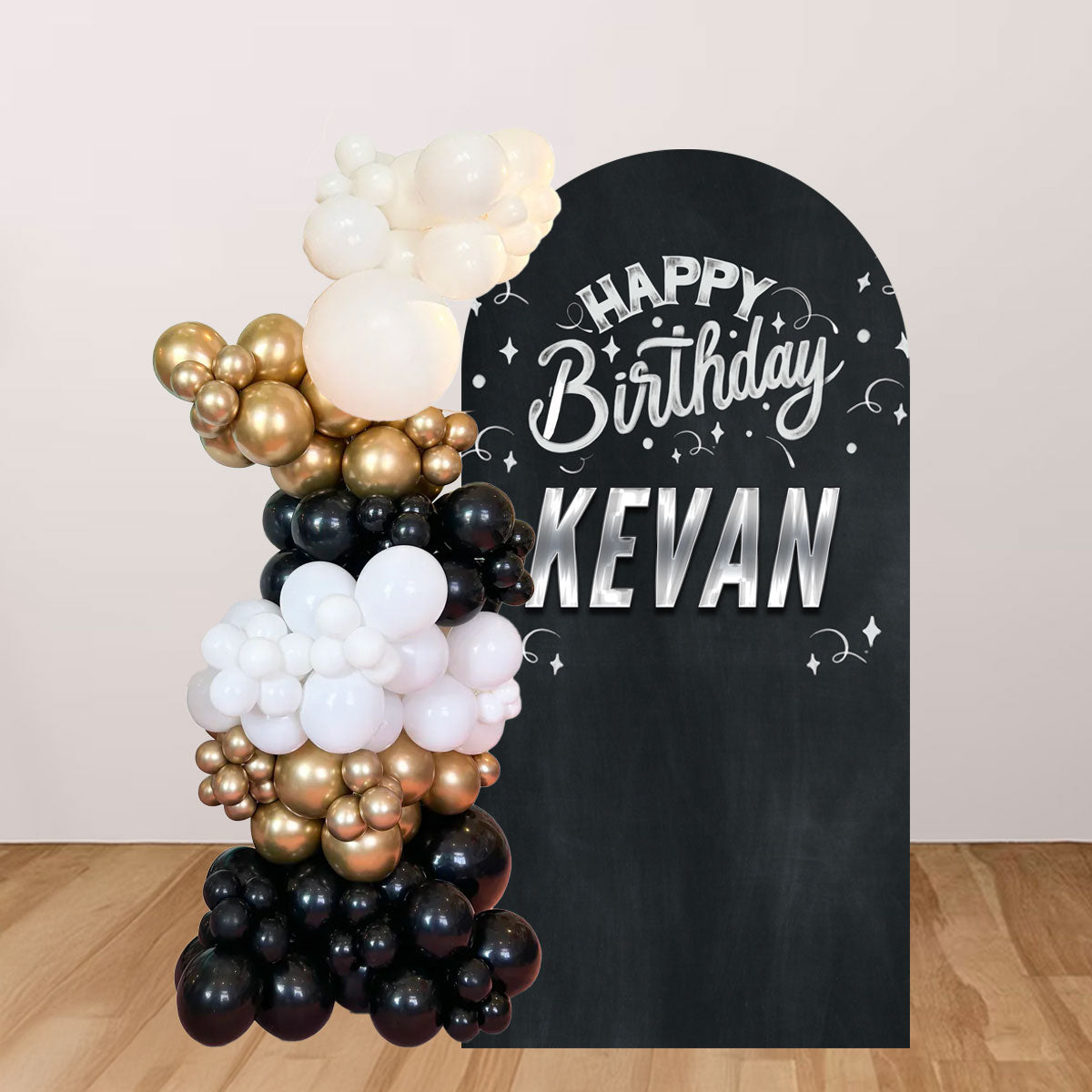 Balloon Garland Backdrop Set Up Package - Black Chalkboard