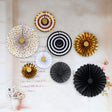Black & Shimmering Gold Paper Fan Decoration Kit