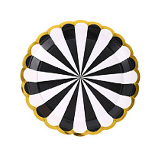 Black striped party plates