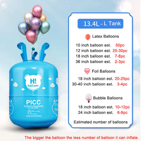 Disposable Tank for filling up 50 pieces of helium balloons.