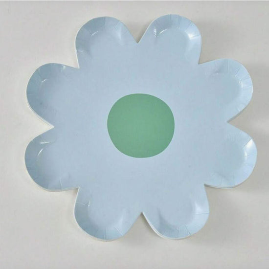 7" Blue Flower Paper Plates (10pc)