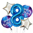 Blue Silver Jumbo Number Birthday Balloon Bouquet
