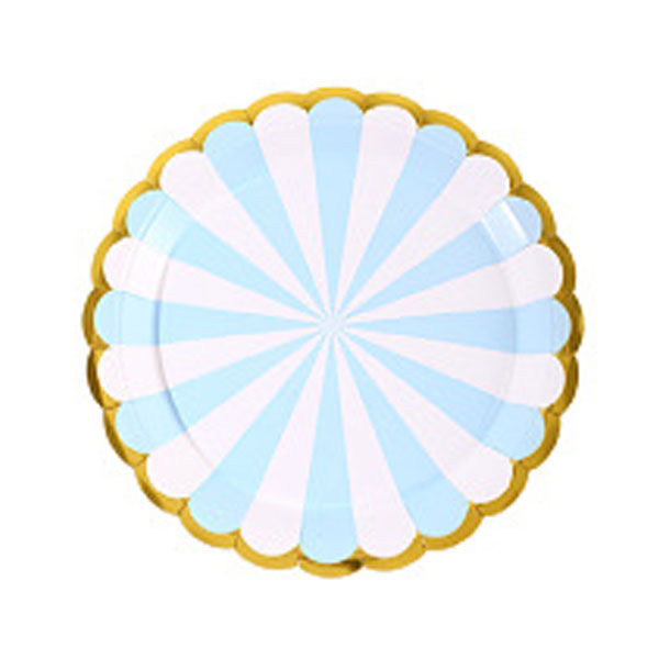 7" Blue Stripes Scallop Paper Plates (10pc)
