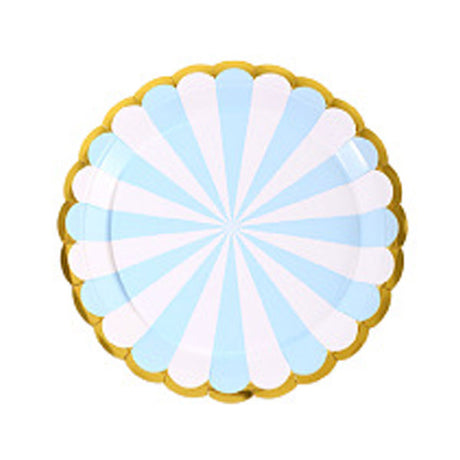 7" Blue Stripes Scallop Paper Plates (10pc)