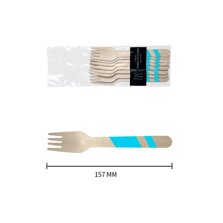 Wooden Disposable Party Fork (Blue)