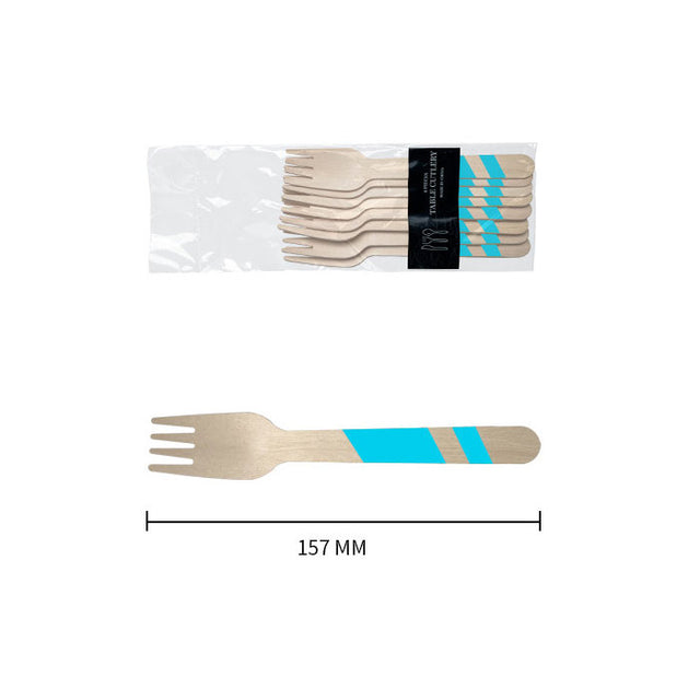 Wooden Disposable Party Fork (Blue)
