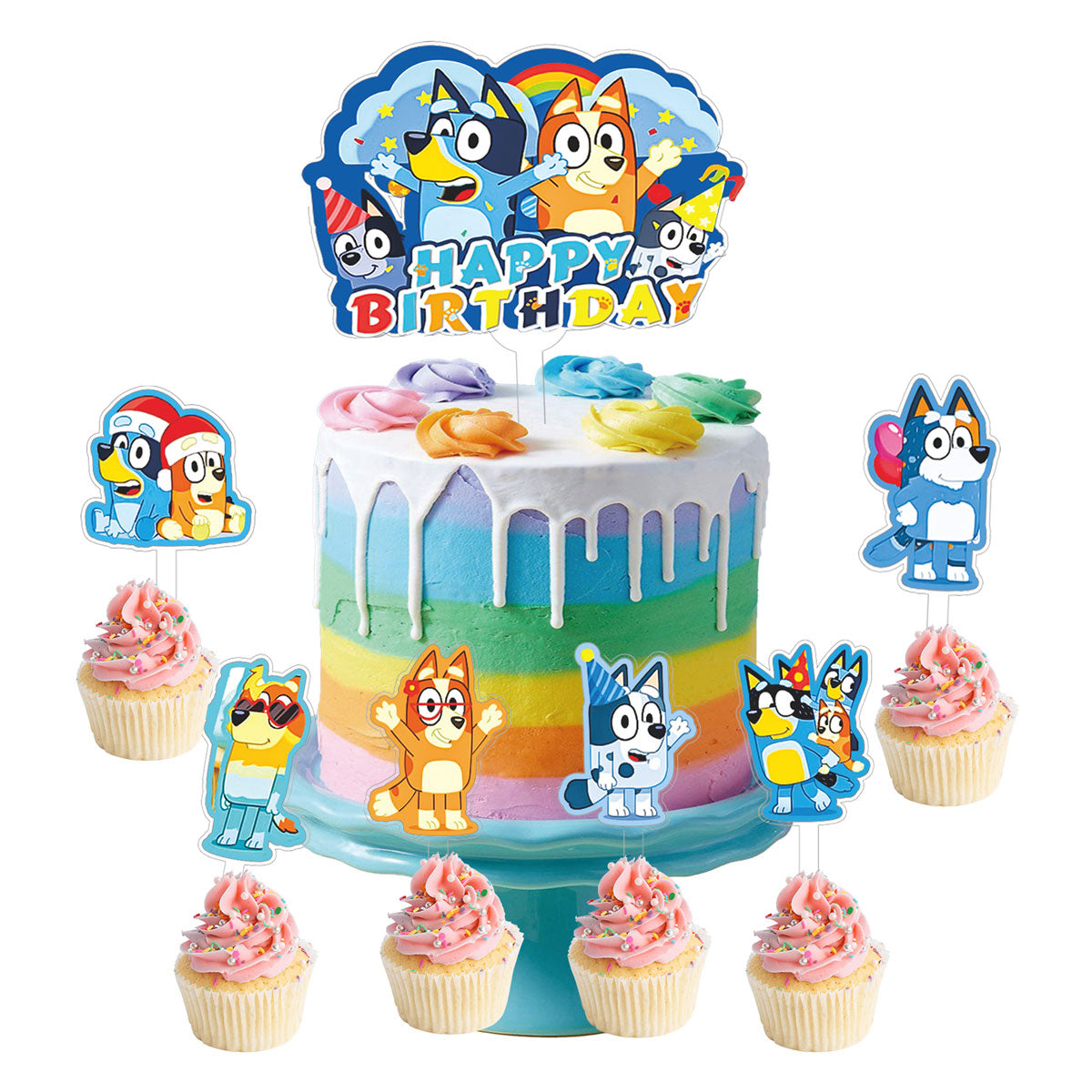 Bluey Acrylic Birthday Cake & Cupcake Toppers