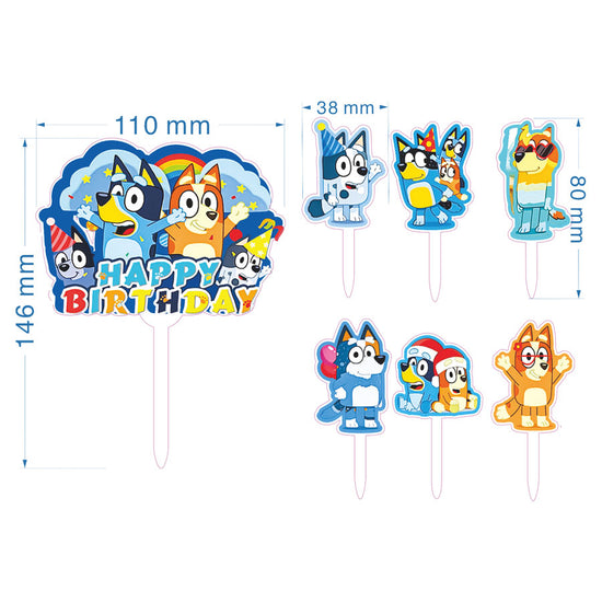 Bluey Acrylic Bday Cake & Cupcake Toppers