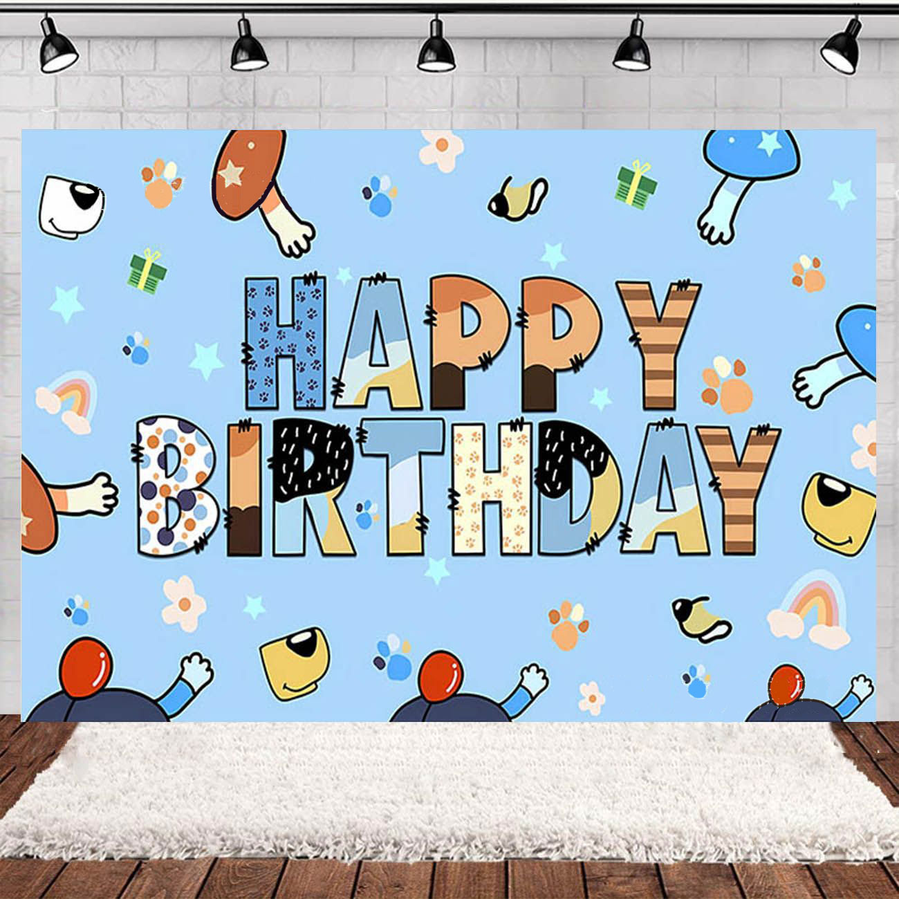 Bluey Birthday Fabric Backdrop Banner