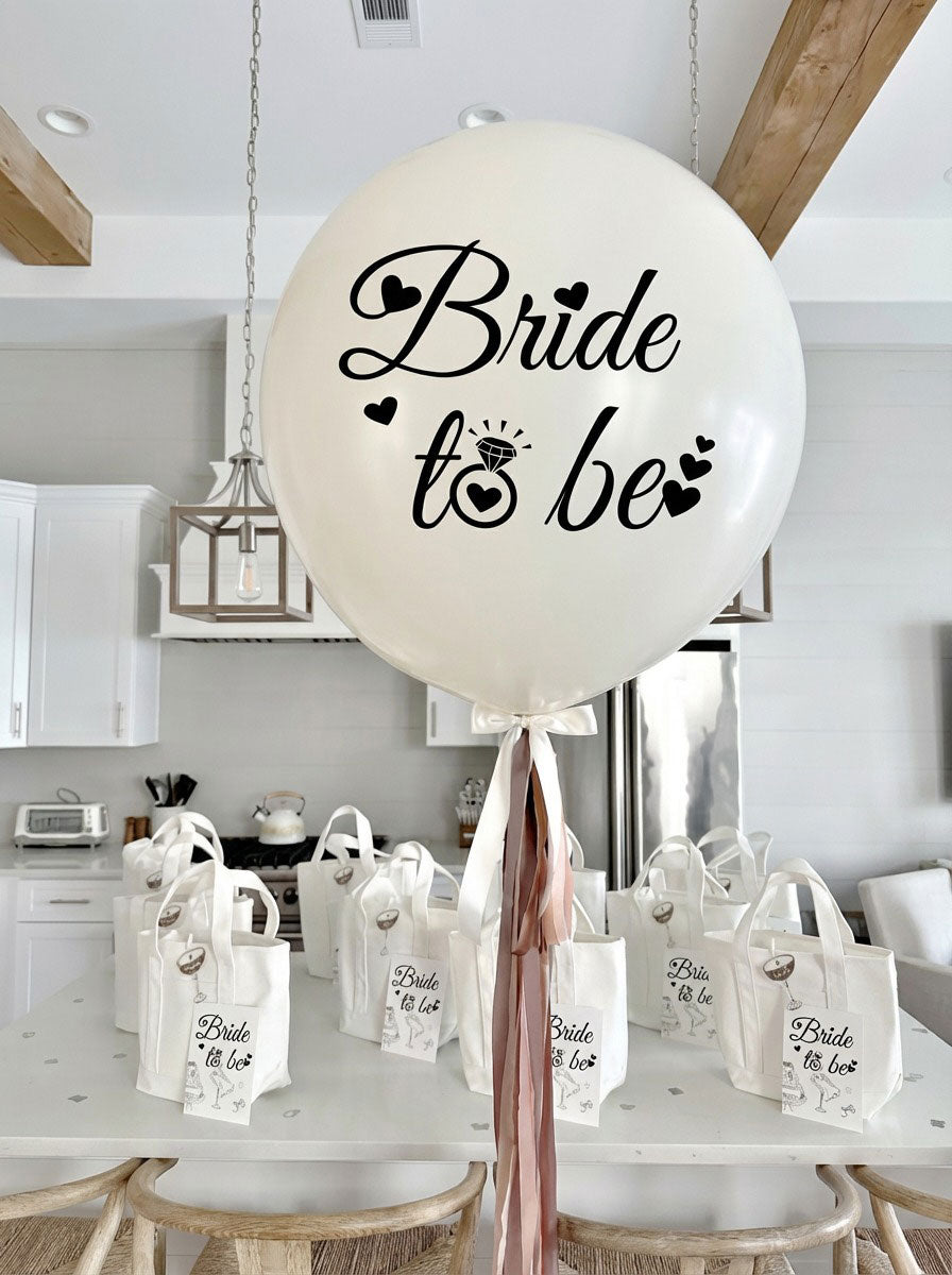 Customised 36" White Bride To Be Latex Balloon with Tassels