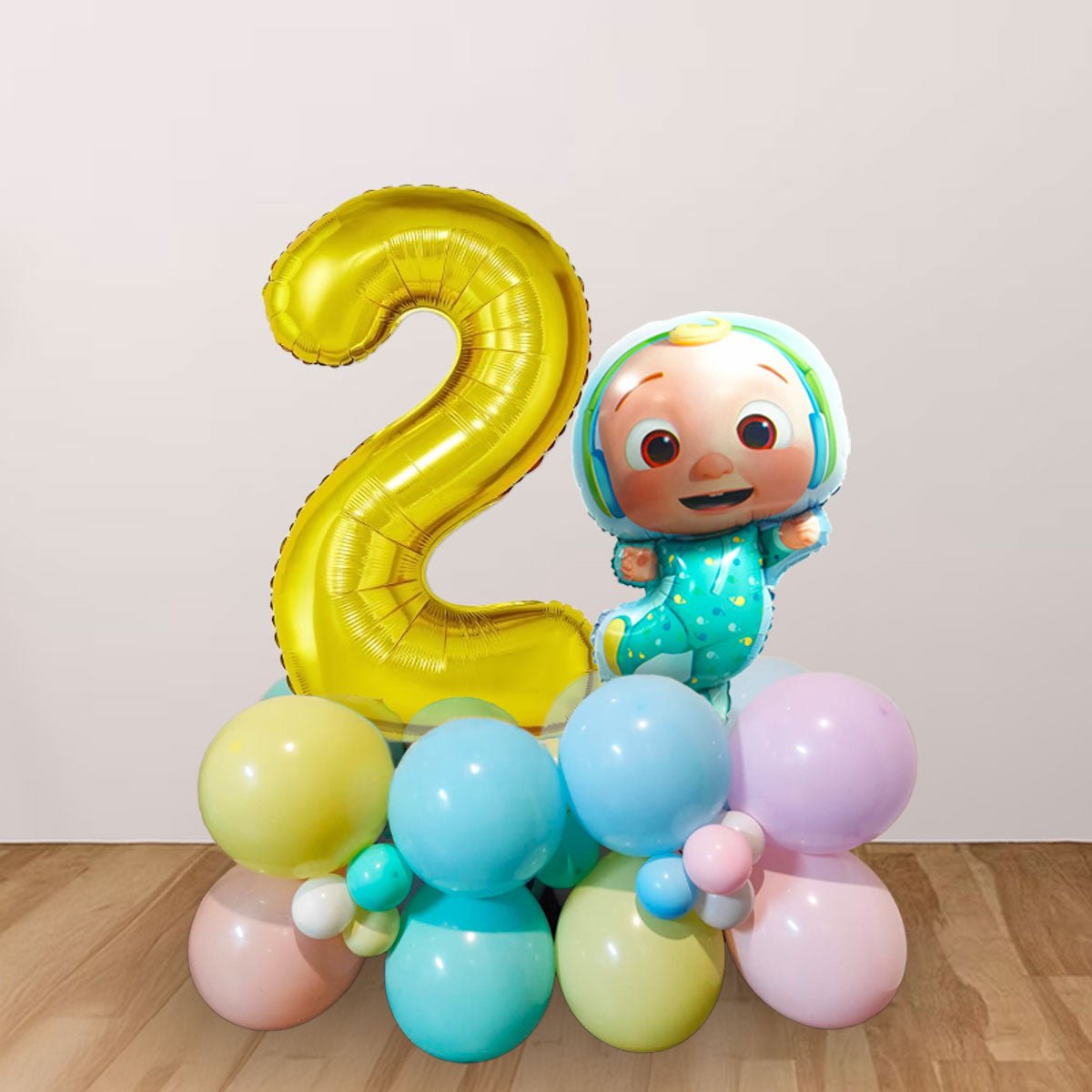 Cocomelon Number Balloon Cluster Stand in Macaron Colours