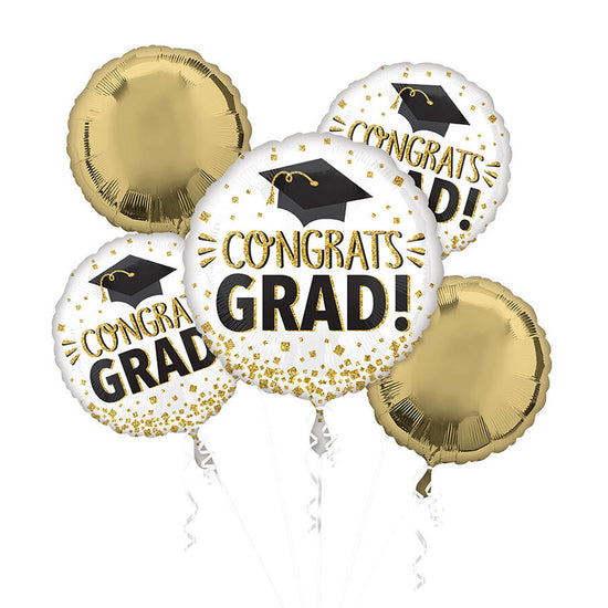 Congrats Grad Gold Glitter Balloon Bouquet