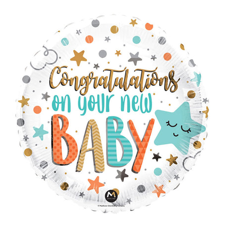 18" Congrats on your New Baby Balloon with helium.