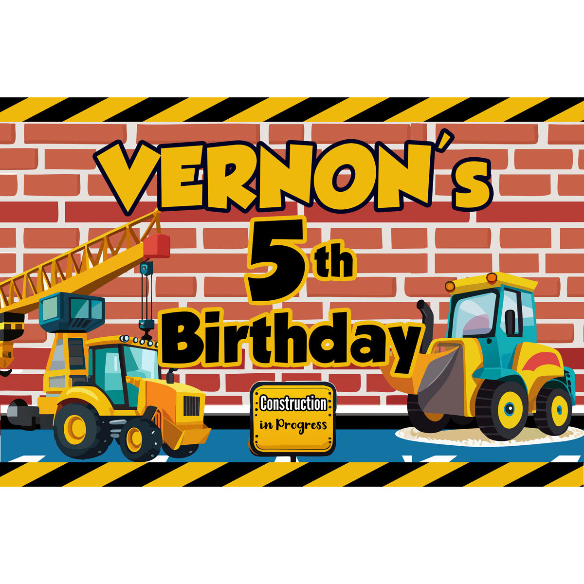 Construction Customised Birthday Backdrop