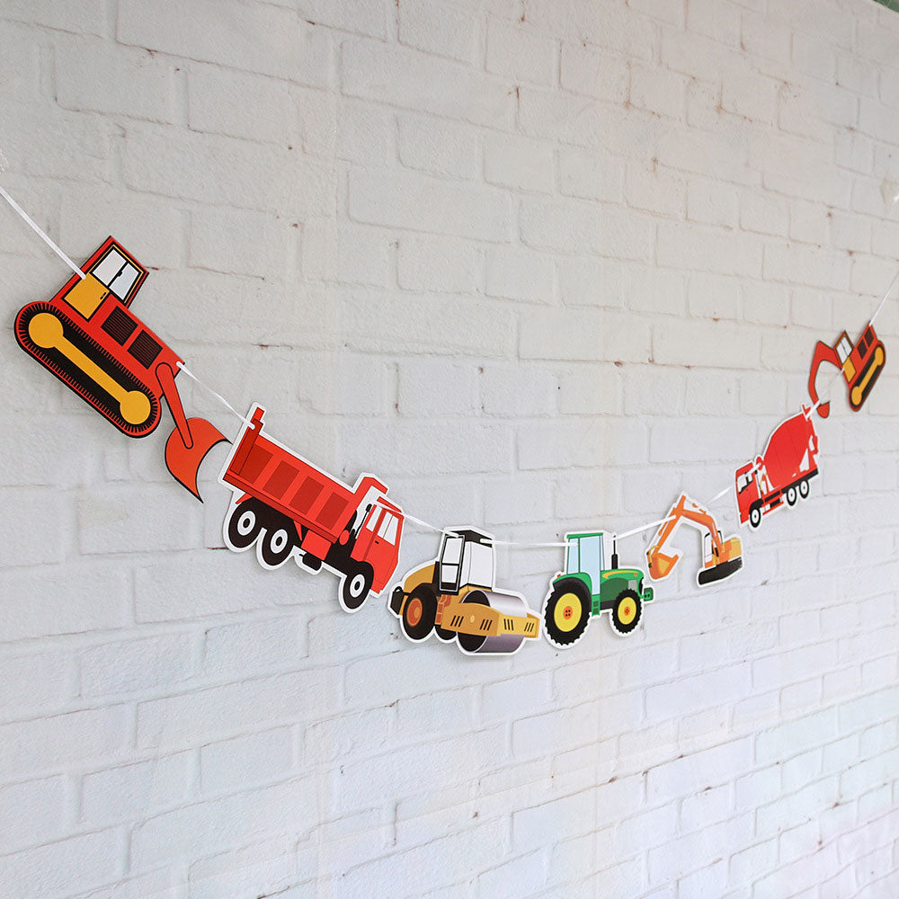 Construction Vehicles Cutouts Decoration Banner