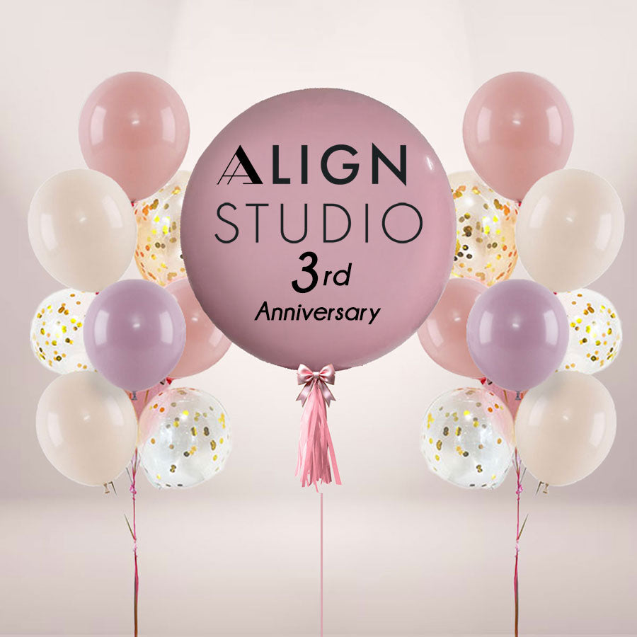 Customised 36" Latex Balloon with 2 Confetti Coloured Bouquets