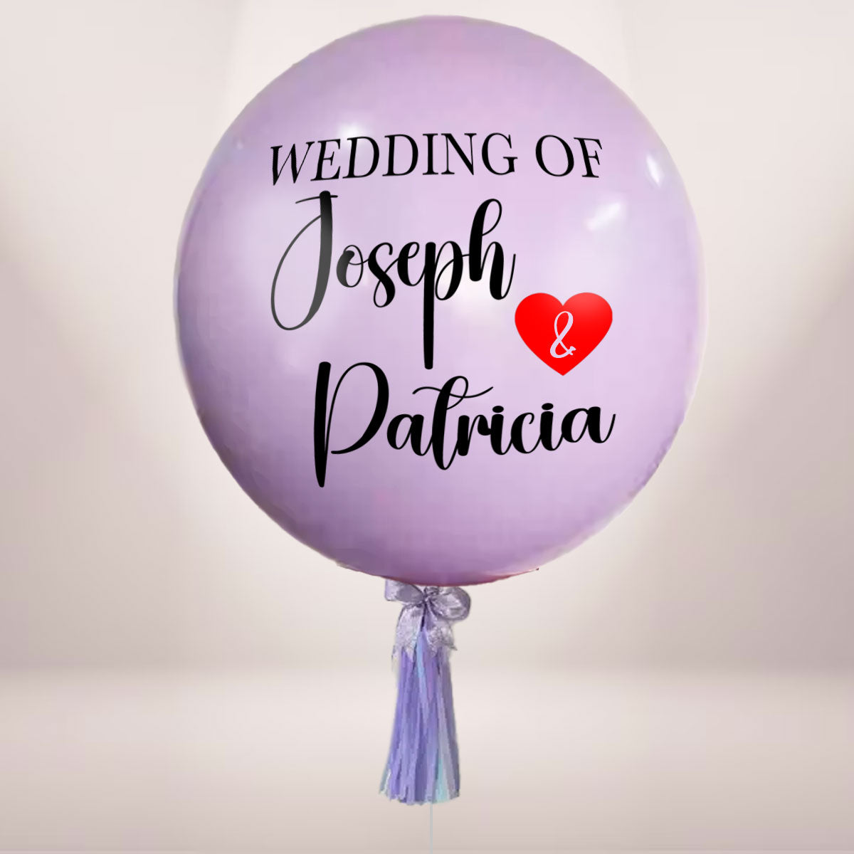 Customised 36" Macaon Lilac Wedding Latex Balloon with Tassels