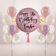 Twilight Pink Latex Balloon with 2 Confetti Chrome Bouquets for the 21st birthday princess.