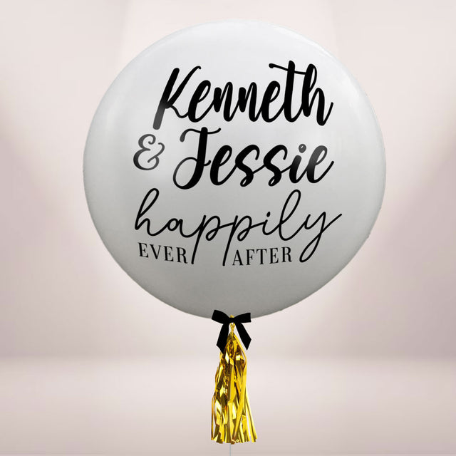 Romantic White Balloon custom to your special wedding message for the newly weds.