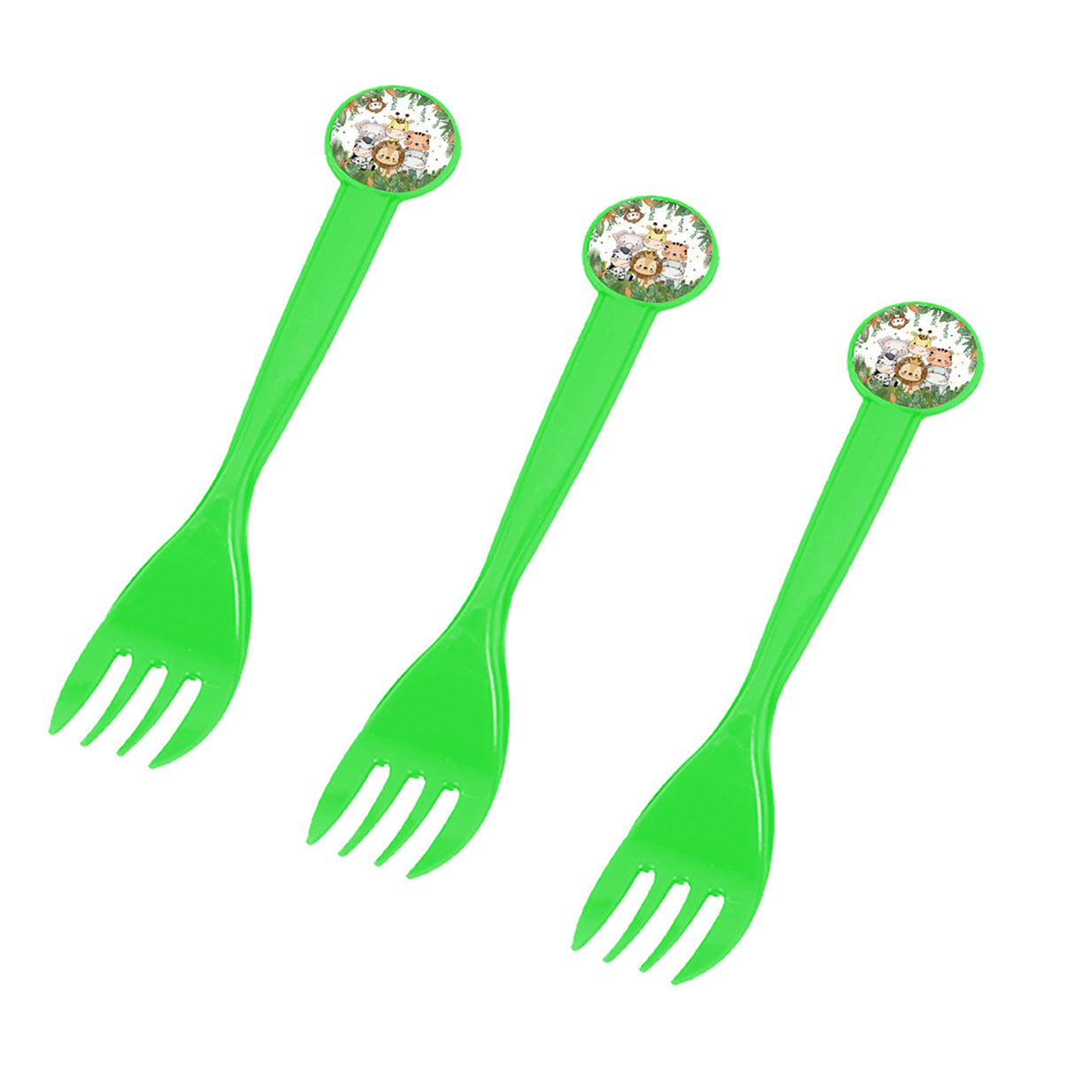 Cute Jungle Animals Plastic Forks 10pc