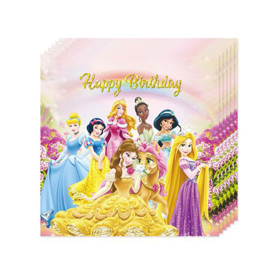 Load image into Gallery viewer, Disney princes napkins to complete the dessert table setting.
