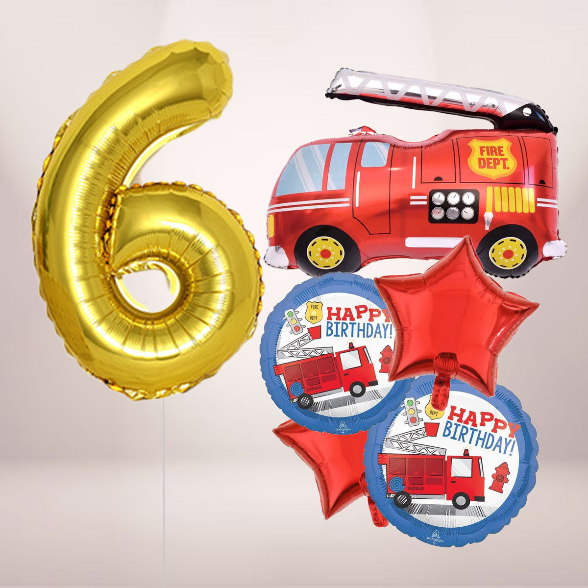 Fire Truck and Jumbo Number Balloon Set