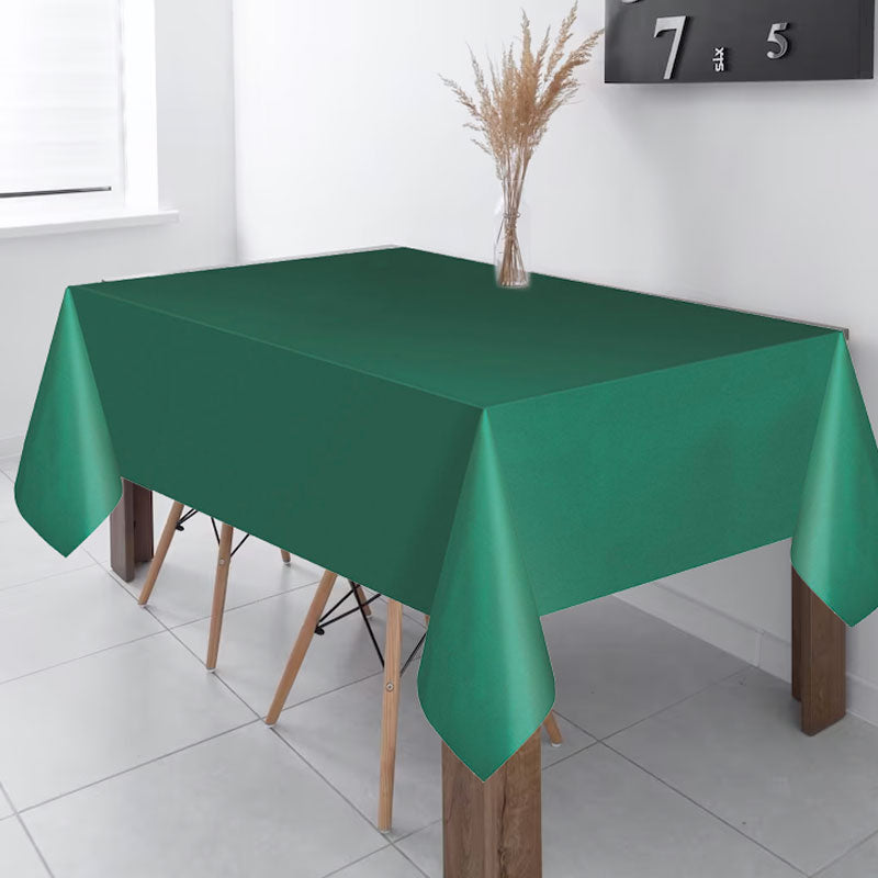 Load image into Gallery viewer, Forest Green Plastic Table Cover for a woodlands theme party!

