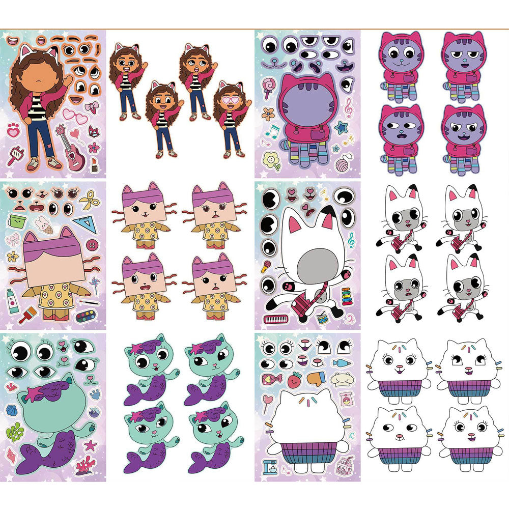 Gabby Doll House Make a Face Activity Sticker Sheets (12pc)