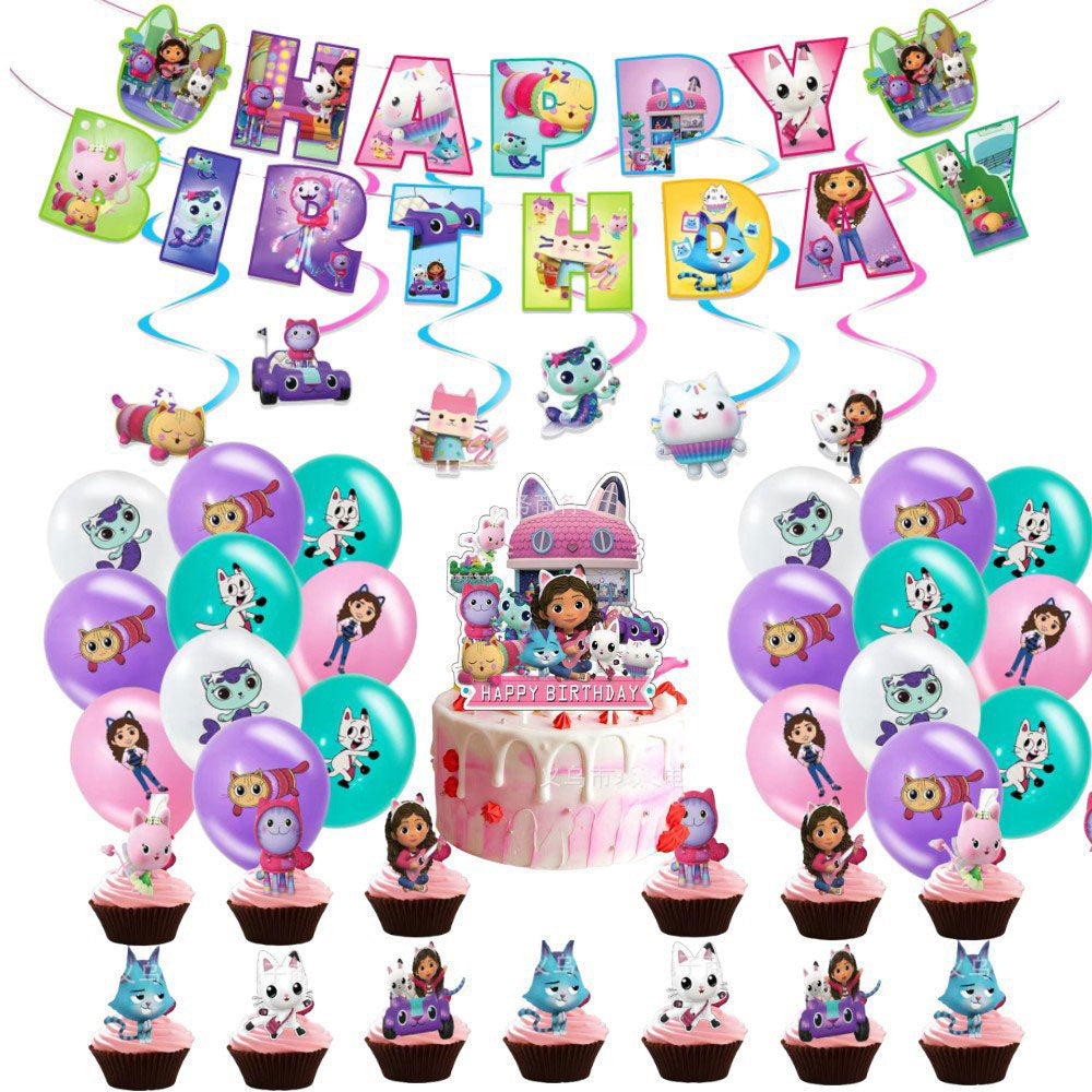 Gabby Dollhouse Birthday Party Kit with Balloons| Party Supplies ...