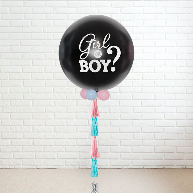 GENDER REVEAL for bursting to reveal the colour of the mini balloons to tell if it's a boy or a girl.