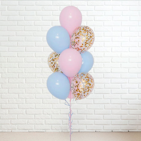 Gender Reveal Pink Blue Confetti Latex Balloon Bouquet
