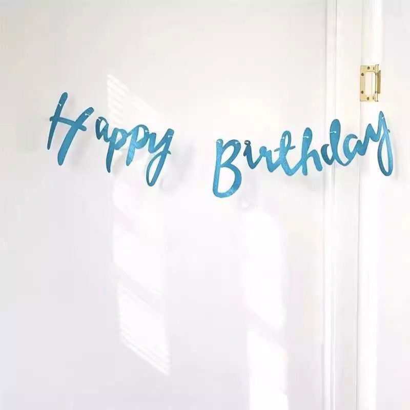 Glitter Blue Happy Birthday Letter Bunting