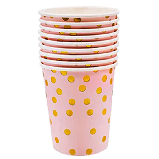 Gold Dots Pink Paper Cups (10pc)