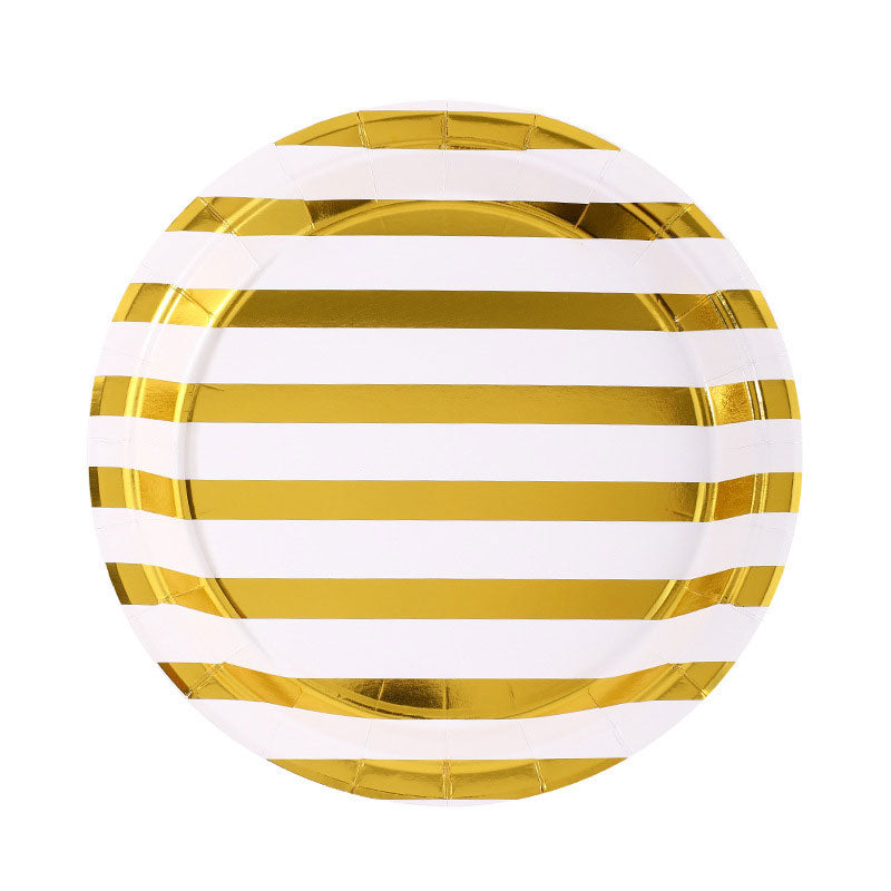 Gold Stripes Party Plates