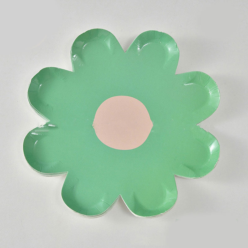 7" Green Flower Paper Plates (10pc)