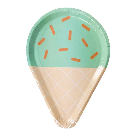 Ice Cream Cone Green Party Plates