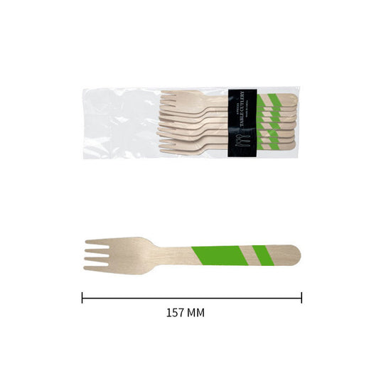 Wooden Disposable Party Forks (Green)