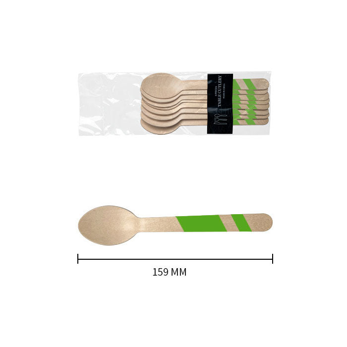 Wooden Disposable Party Spoons (Green)