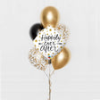 Balloon bouquet with 'Happily Ever After' balloon.