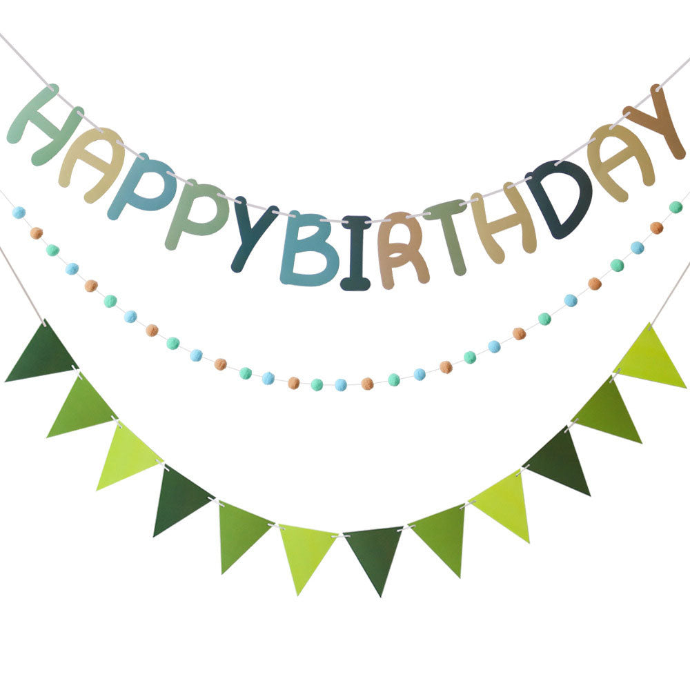 Green Happy Birthday Letter & Flag Banner Set
