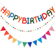 Rainbow Happy Birthday Letter & Flag Banner Set is great for dessert table decoration.