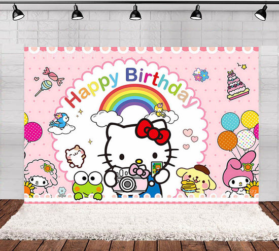 Hello Kitty & Friends Fabric Birthday Pink Fabric Backdrop Banner